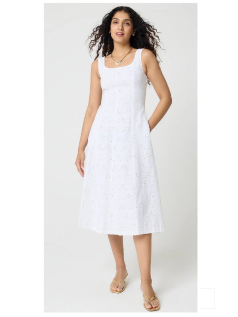 J.Crew White Eyelet Cotton Broderie Fit And Flare Midi Dress Size 6P NWT $128.00